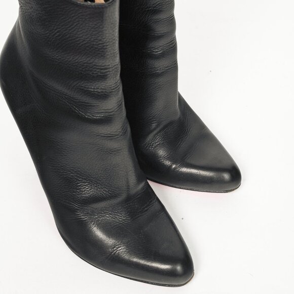 Christian Louboutin Black Grained Leather Heeled Booties - Picture 6 of 9